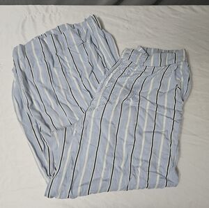 Rae Mode Blue Pinstripe Flare Cropped Pants 100% Rayon!